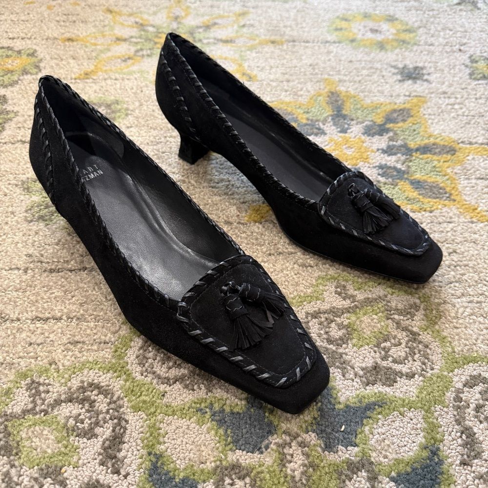Y2K Stuart Weitzman Black Suede Heels with Kitten Heel